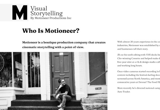 Cropped image of Motioneer website UI